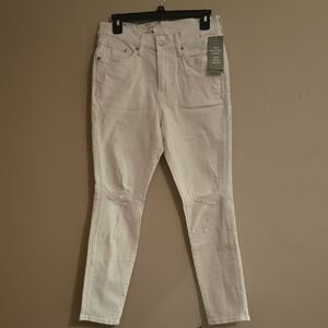 New H&M Juniors‎ 3/4 White Skinny Crop Distressed Jeans